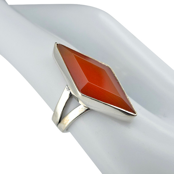 Faceted Red Onyx Sterling Silver Ring(2272)