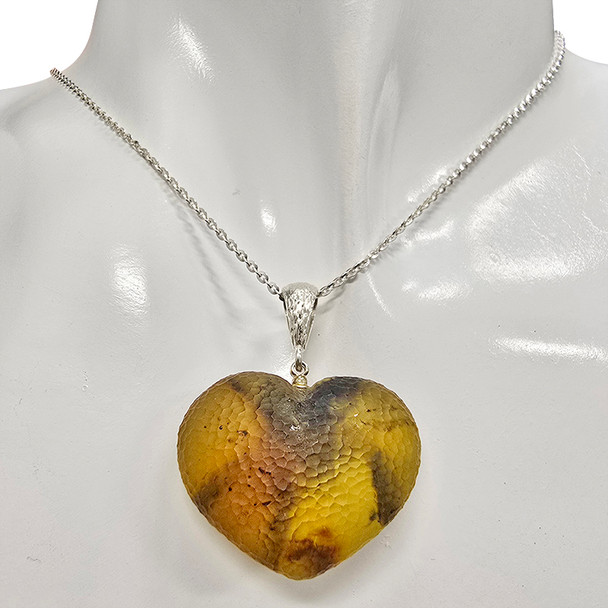 Matte Finish Amber Heart Pendant