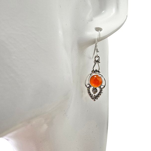 Red Onyx Sterling Silver Earrings on Hooks