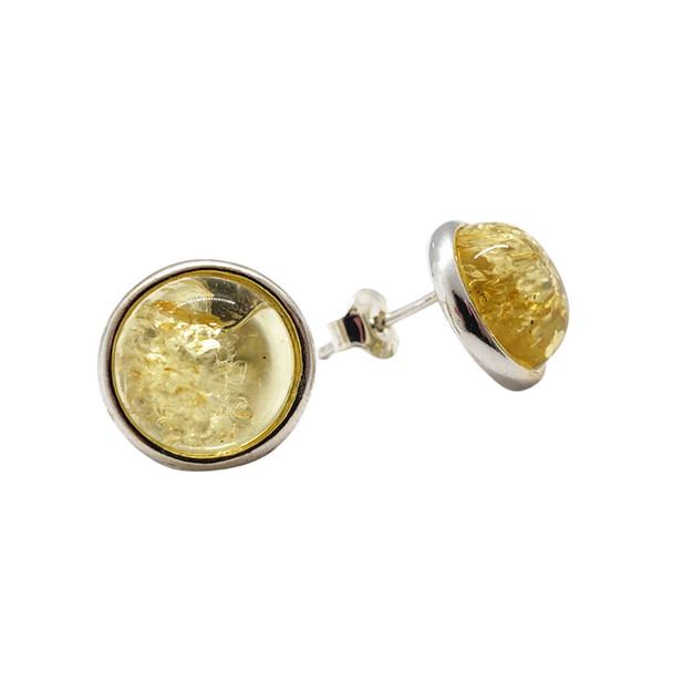 Citrine Amber Sterling Silver Stud Earrings