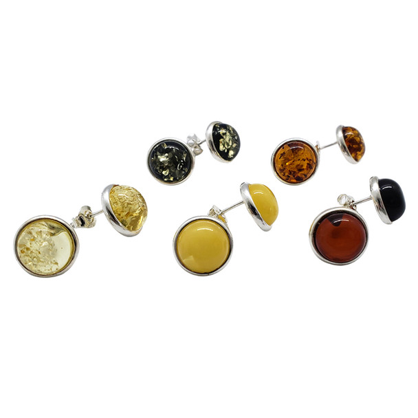 Citrine Amber Sterling Silver Stud Earrings