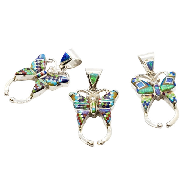 Modern Southwestern Style Mosaic Butterfly Pendant