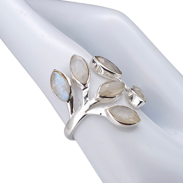 Faceted Moonstone Sterling Silver Ring