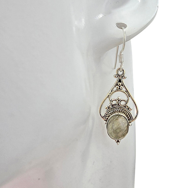 Labradorite Sterling Silver Earrings on Hooks