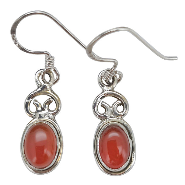 Red Onyx Sterling Silver Earrings on Hooks