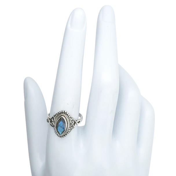Faceted Labradorite Sterling Silver Ring