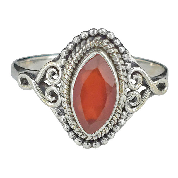 Faceted Red Onyx Sterling Silver Ring