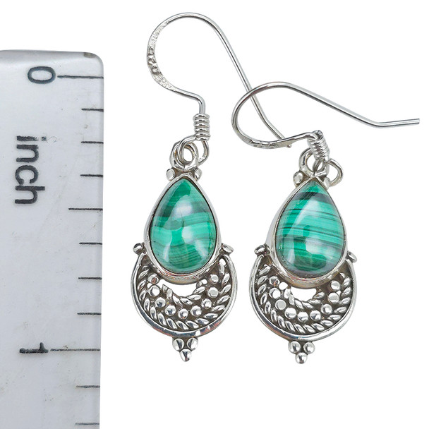Malachite .925 Sterling Silver Dangle Earrings