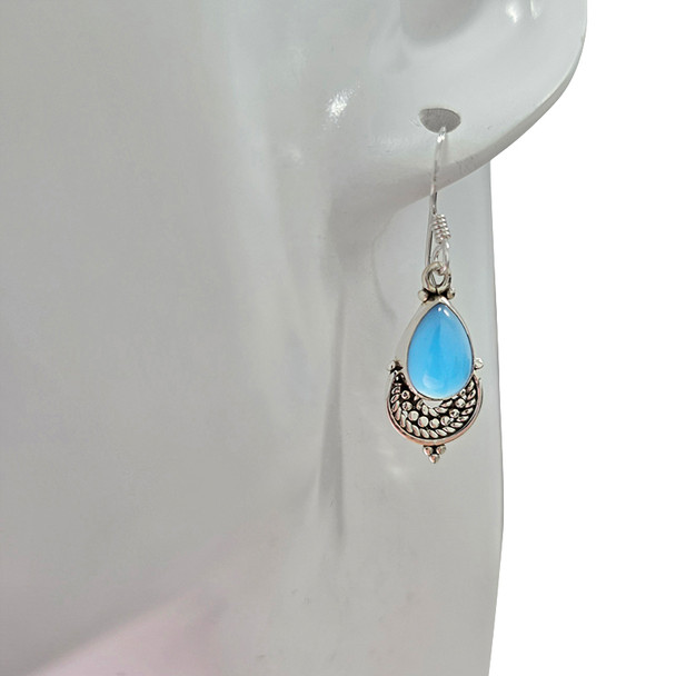 Blue Chalcedony 925 Silver Dangle Earrings