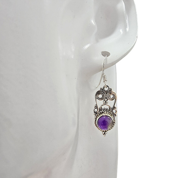 Amethyst Sterling Silver Earrings on Hooks