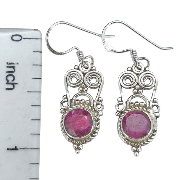 Faceted Composite Ruby Dangle Earrings