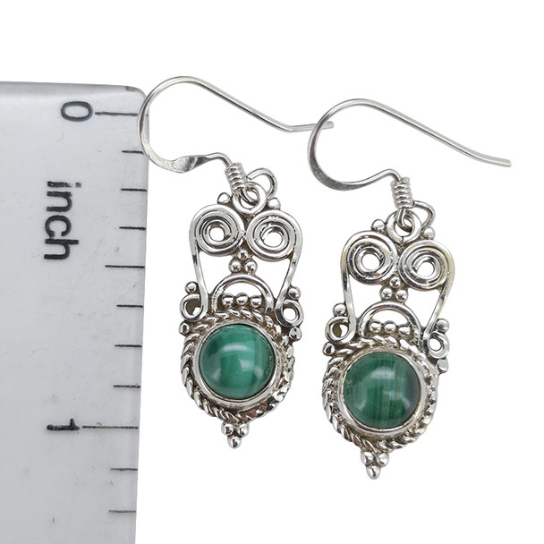 Malachite Sterling Silver Earrings on Hooks