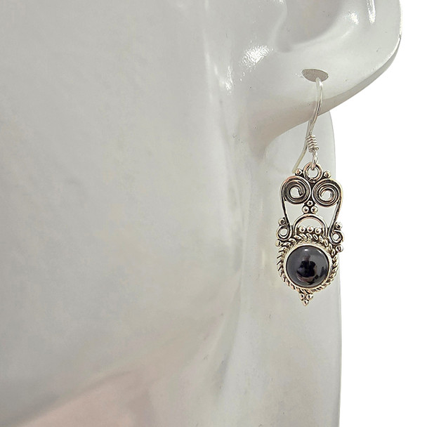 Black Onyx Sterling Silver Earrings on Hooks