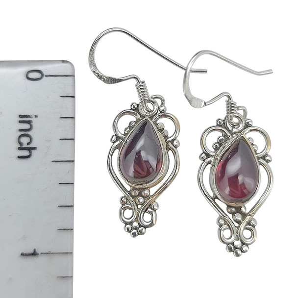 Garnet Sterling Silver Earrings on Hooks