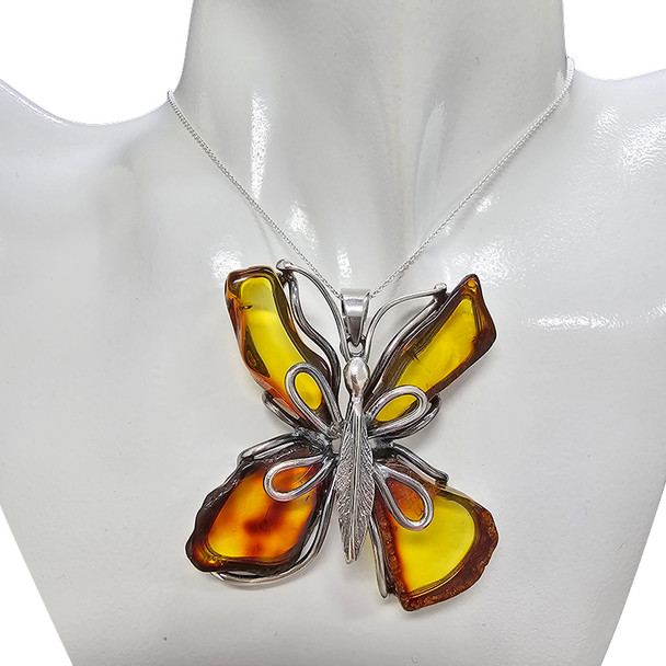Cognac Amber Butterfly Handmade Pendant