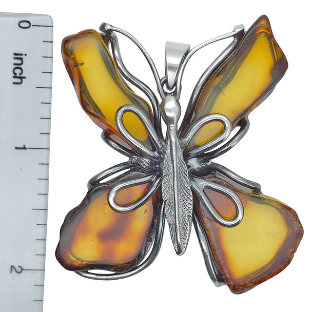 Cognac Amber Butterfly Handmade Pendant