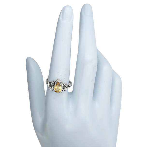 Faceted Citrine 925 Sterling Silver Ring
