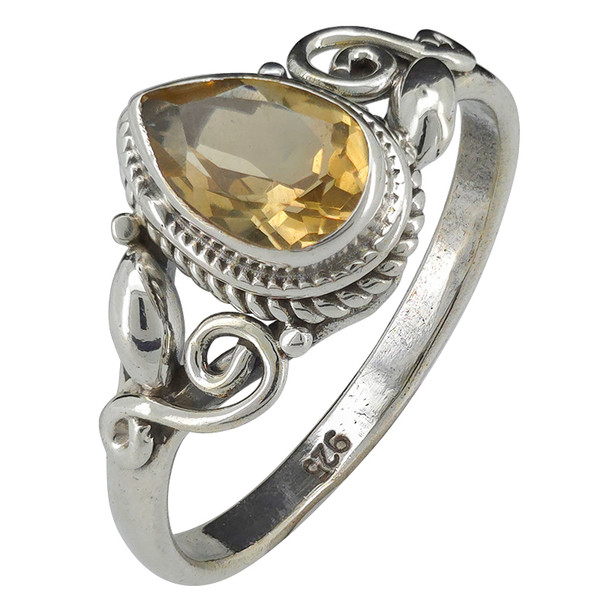 Faceted Citrine 925 Sterling Silver Ring