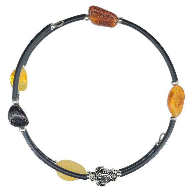 Multi-Color Amber Memory Wire Turtle Design Bracelet