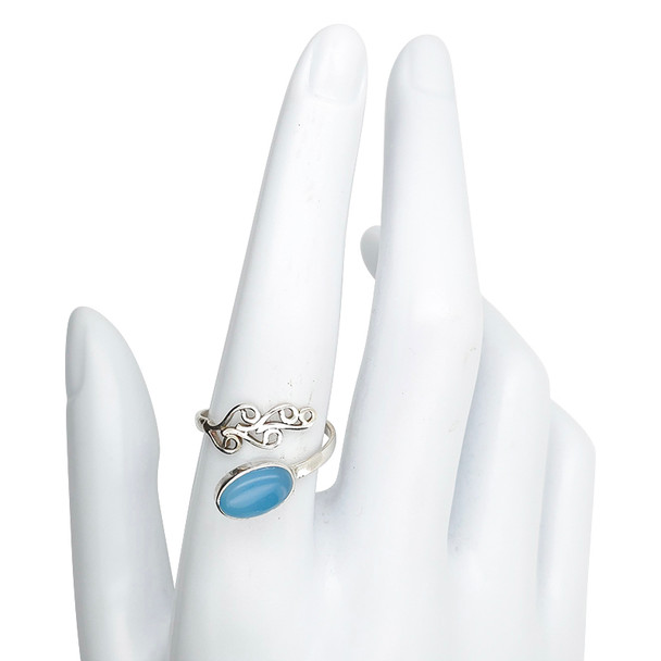 Blue Chalcedony Sterling Silver Adjustable Ring