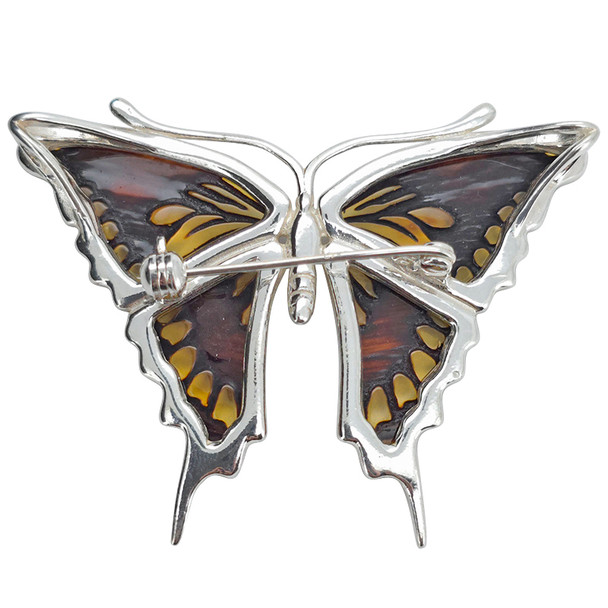 Butterfly Amber Cameo / Intaglio Pin / Brooch