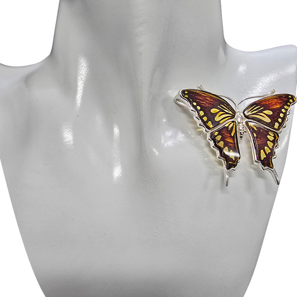 Butterfly Amber Cameo / Intaglio Pin / Brooch