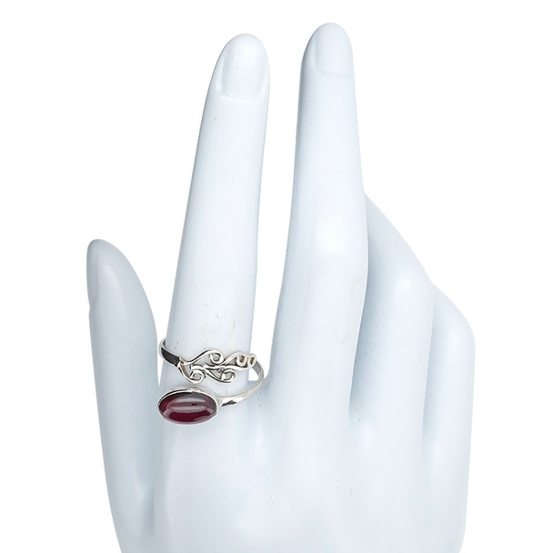 Garnet 925 Sterling Silver Adjustable Ring