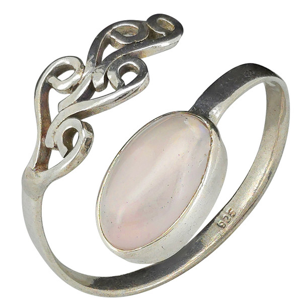 Rose Quartz 925 Sterling Silver Adjustable Ring