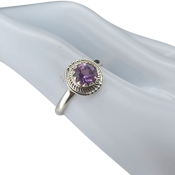 Faceted Amethyst Sterling Silver Ring