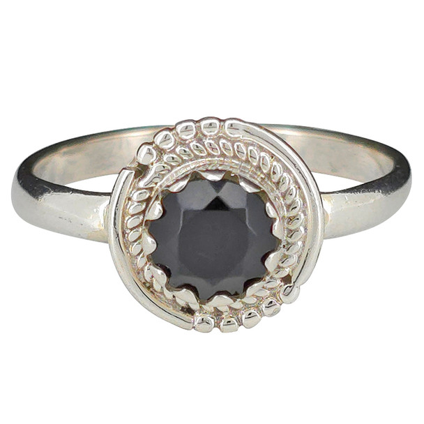 Faceted Black Onyx Sterling Silver Ring