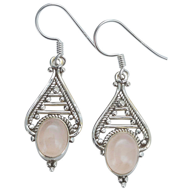 Rose Quartz Sterling Silver Dangle Earrings