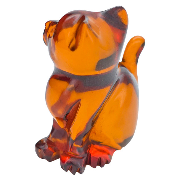 Cognac Amber Mini Cat Carving