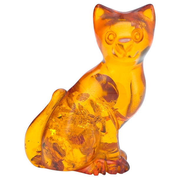 Cognac Amber Mini Cat Carving