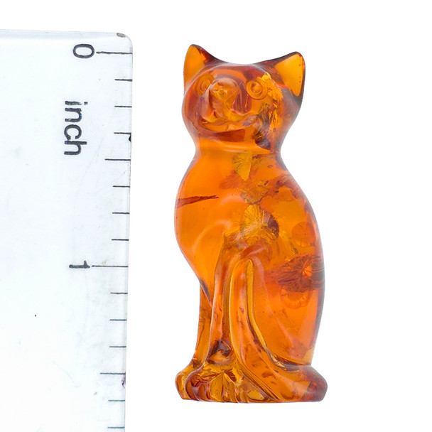 Cognac Amber Mini Cat Carving