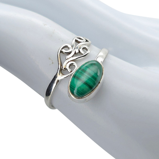 Malachite Sterling Silver Adjustable Ring