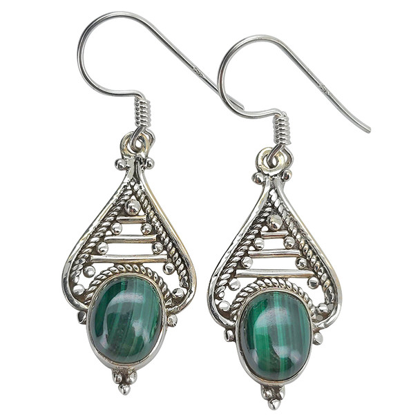 Malachite Sterling Silver Dangle Earrings