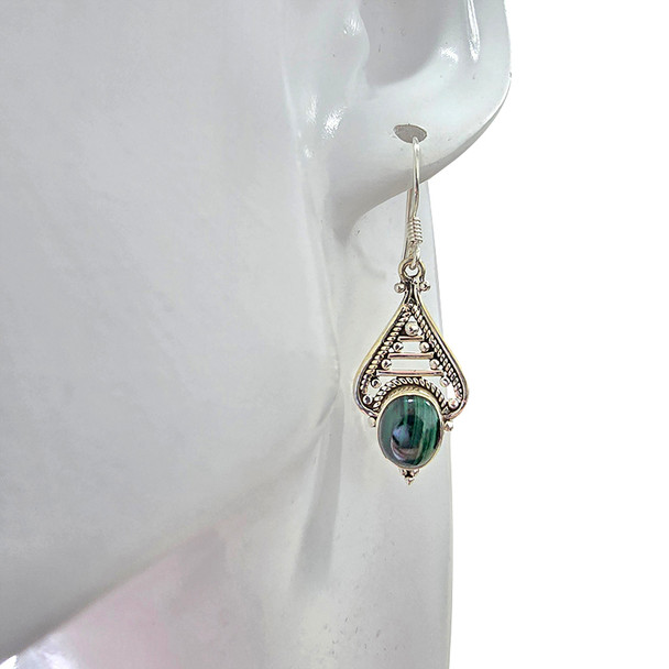 Malachite Sterling Silver Dangle Earrings