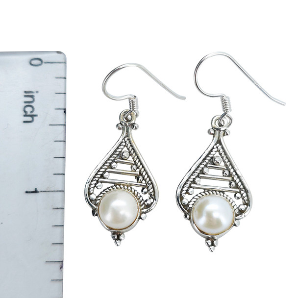 Pearl Sterling Silver Dangle Earrings