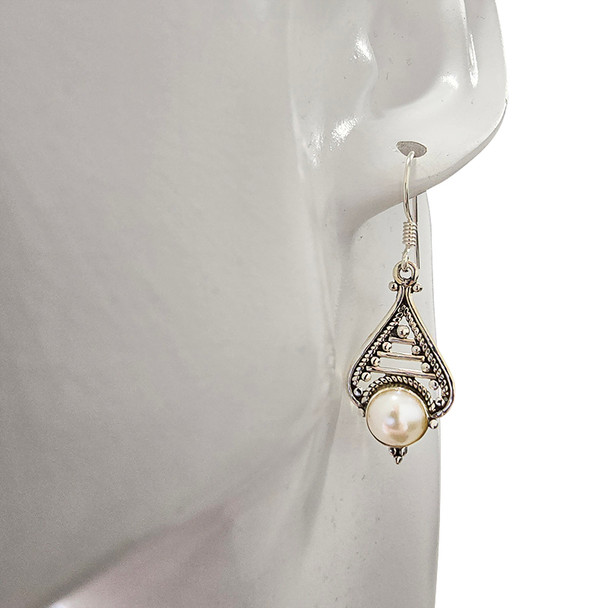 Pearl Sterling Silver Dangle Earrings