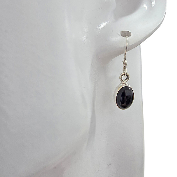 Black Onyx Sterling Silver Earrings on Hooks
