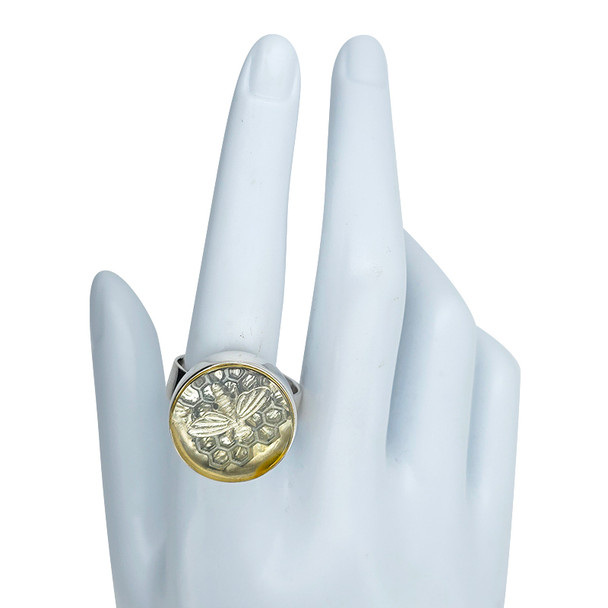 Citrine Amber Bee Illusion Adjustable Ring