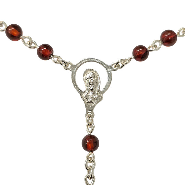 Natural Amber Rosary with Sterling Silver Cross