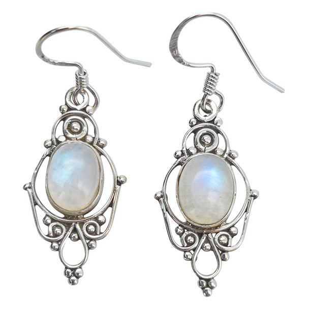 Moonstone Sterling Silver Earrings on Hooks