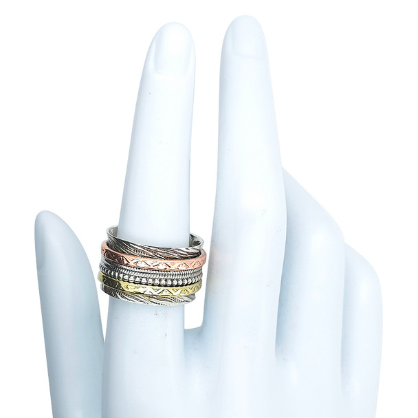 Silver, Brass, and Copper Spinner Anxiety Ring