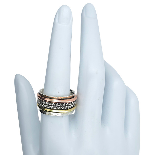 Silver, Brass, and Copper Spinner Anxiety Ring
