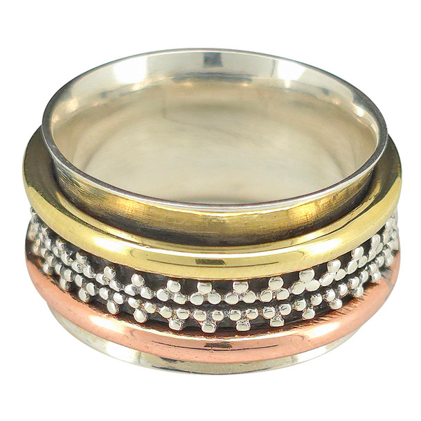 Silver, Brass, and Copper Spinner Anxiety Ring