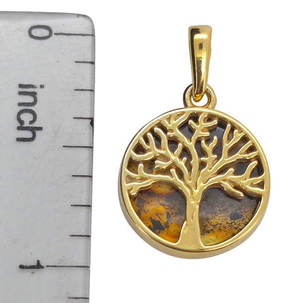Amber 14K Gold Plated Silver Tree Pendant