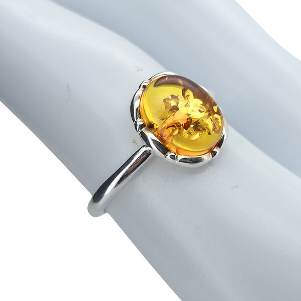Citrine Amber Sterling Silver Adjustable Ring