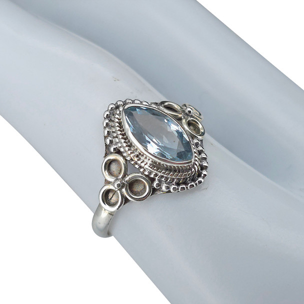 Faceted Blue Topaz Sterling Silver Ring