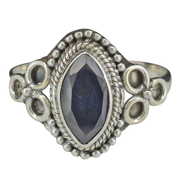 Faceted Black Onyx Sterling Silver Ring